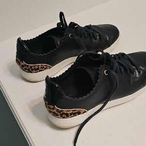 Black and Leopard Women's Cole Haan Grandseries Sneakers, Size 7.5B